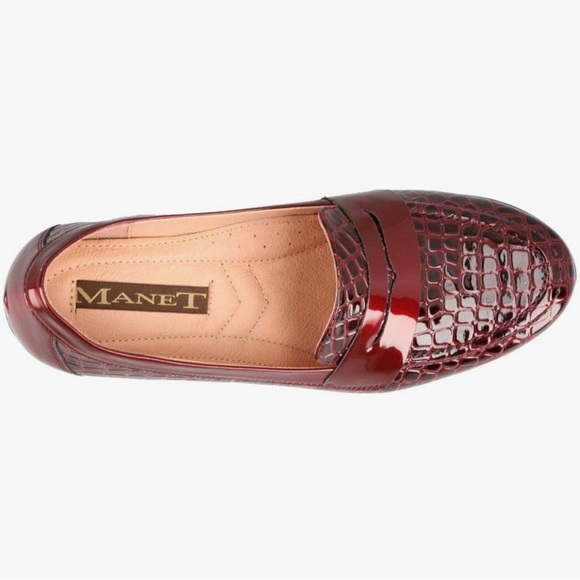 Burgundy Wine Red Loafers Patent Leather Comfortable Wedge Loafers Work Manet - Picture 6 of 9